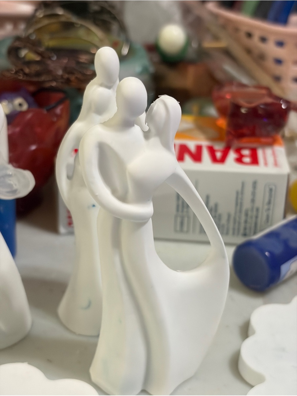 White Abstract Embrace Sculpture - Home Art